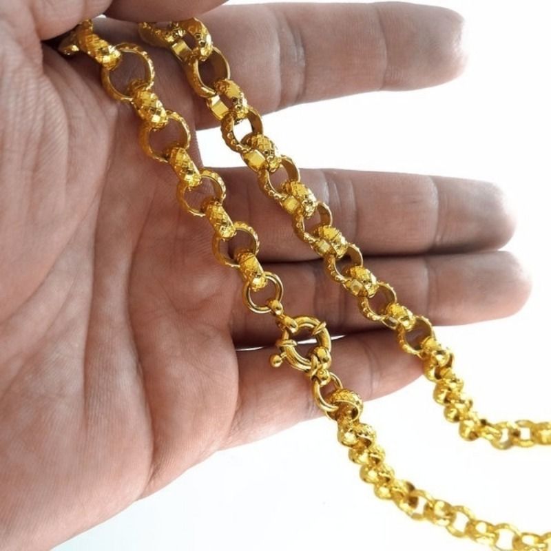 Cool Filled Belcher Bolt Ring Link Mens Womens Solid Necklace Jewllery 8mm Band Width N220_ipsvogv.com