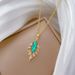 】 Blue 【 Leaf Personalized Light Luxury Charm Gorgeous Full Diamond Necklace Women's Versatile Clavicle Chain Titanium 【 】_ipsvogv.com