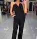 Women's spring and summer solid color splicing slim fit one-piece sleeveless long-sleeved one-shoulder jumpsuit_ipsvogv.com