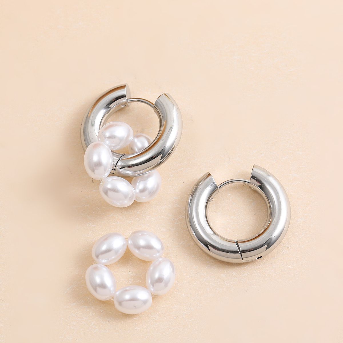 Unisex Stainless Steel Detachable Handmade Pearl Earrings With Two Straps For Women's Earrings And Earrings Hot Selling Personality Temperament_ipsvogv.com