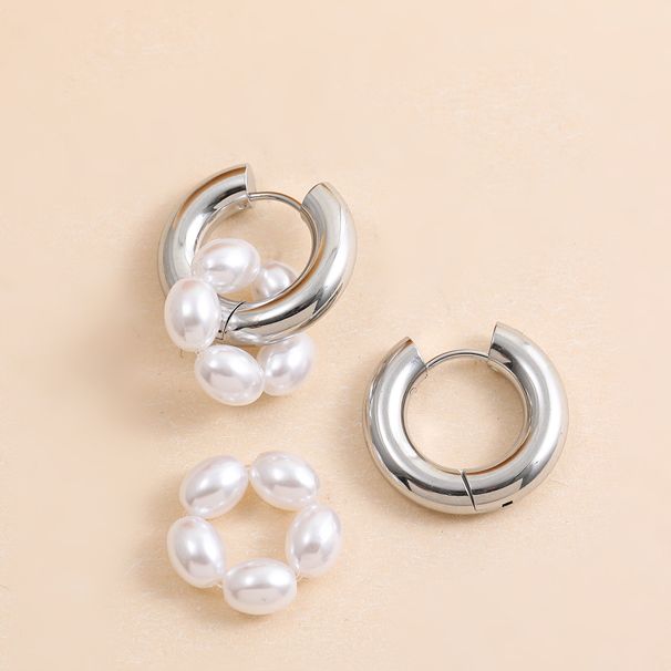 Unisex Stainless Steel Detachable Handmade Pearl Earrings With Two Straps For Women's Earrings And Earrings Hot Selling Personality Temperament_ipsvogv.com
