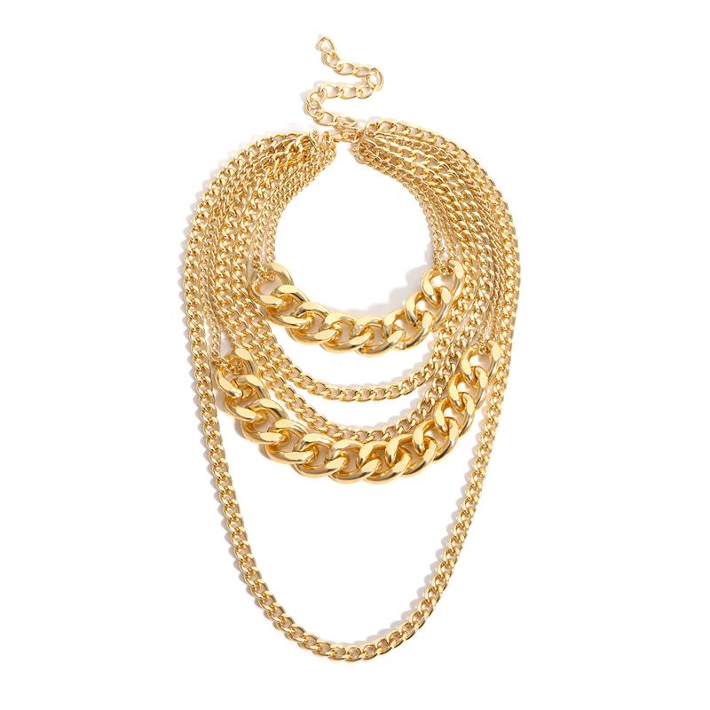 Mix And Match Fringed Chain Multi-layer Necklace RAP Rap HIPHOP Hip-hop Trend Exaggerated Cuban Chain Neck Chain Necklace_ipsvogv.com