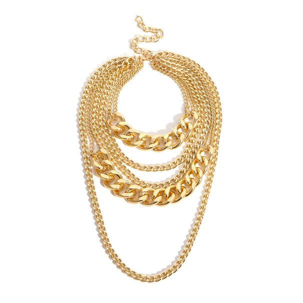 Mix And Match Fringed Chain Multi-layer Necklace RAP Rap HIPHOP Hip-hop Trend Exaggerated Cuban Chain Neck Chain Necklace_ipsvogv.com