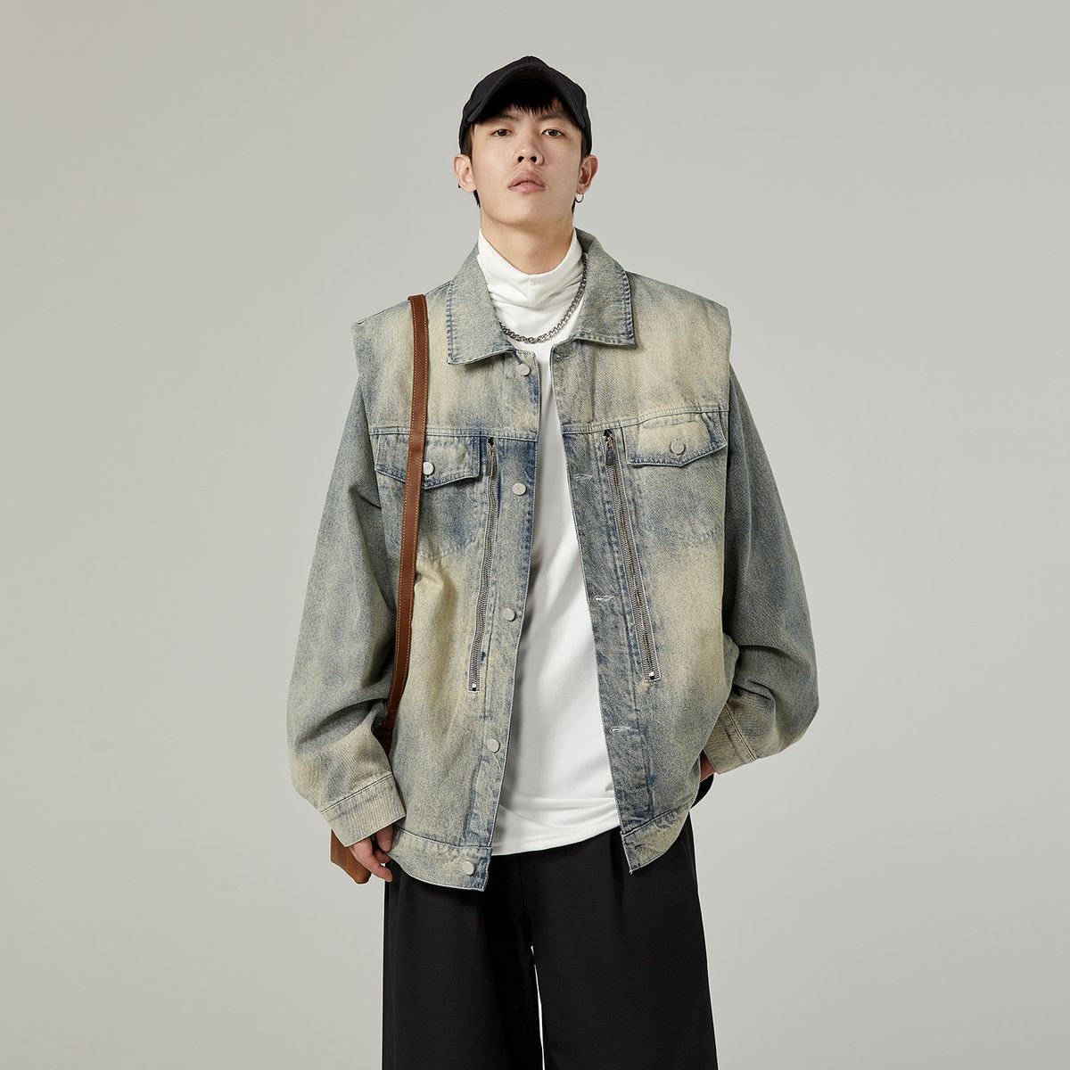 New American vintage washed loose and versatile denim jacket for men with a high-end feel, explosive street workwear jacket, retro jacket_ipsvogv.com