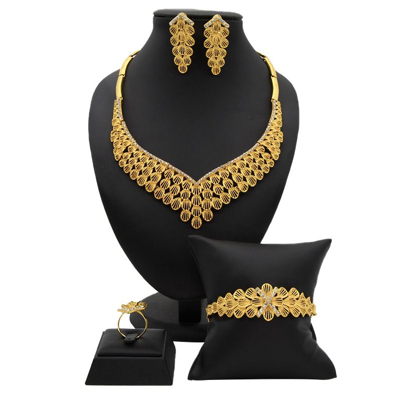 Jewelry set women's necklace earrings ring bracelet four-piece set_ipsvogv.com