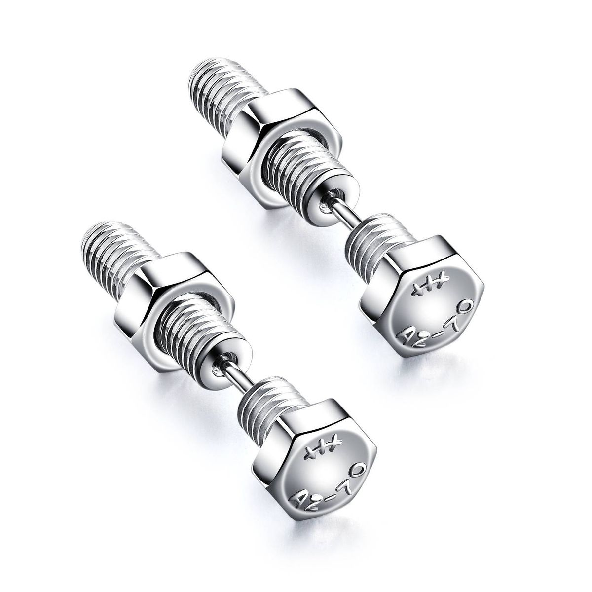 Men's Jewelry Personality Earrings Stainless Steel Screws And Nuts Exaggerated Street Hip Hop Trend Titanium Steel Earrings_ipsvogv.com