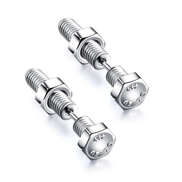 Men's Jewelry Personality Earrings Stainless Steel Screws And Nuts Exaggerated Street Hip Hop Trend Titanium Steel Earrings_ipsvogv.com