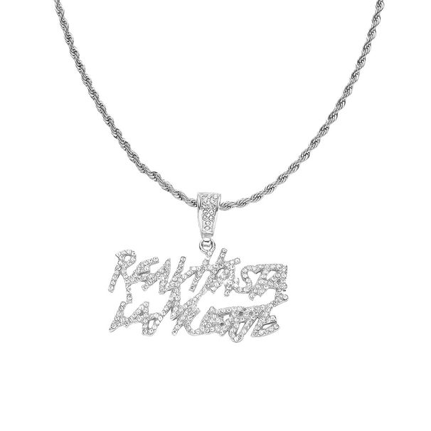 Hot selling hip-hop diamond double row letter pendant necklace for men's necklaces and accessories_ipsvogv.com