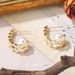Fashion Earrings New Irregular Shape Inlaid With 14 Real Gold Zircon Pearls Trendy Earrings Temperament Niche Design Sense Advanced_ipsvogv.com