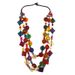 Exaggerated Medium To Long Geometric Square Piece Colored Wooden Bead Bohemian Women's Pendant Necklace_ipsvogv.com