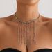 A Number Of Fashionable Tassel Collarbone Chains Ins Light Luxury High-end Mirror Glass Beaded Necklace_ipsvogv.com
