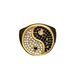 HIPHOP jewelry stainless steel gold plated full diamond Tai Chi Yin Yang black and white ring accessories_ipsvogv.com