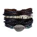 Yiwu New Men's Creative Leaf Wood Bead Woven Leather Adjustable Set Bracelet_ipsvogv.com