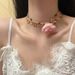 Choker Necklace High-End Short Neck Lace Mesh Rose Flower Ribbon Super Fairy Temperament Clavicle Chain For Women Summer_ipsvogv.com