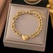 INS Style New Fashionable Versatile Gold Plated Titanium Steel Handmade Heart Pendant Hollow Bracelet Jewelry For Women_ipsvogv.com
