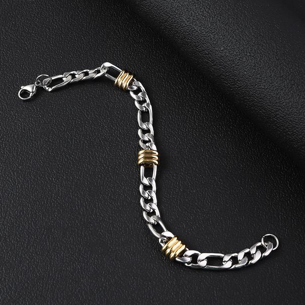 Women's Jewelry 8mm Stainless Steel Figaro Chain Gold Bead Bracelet Titanium Steel Long Versatile Necklace Female Simple 3:1 NK Chain_ipsvogv.com