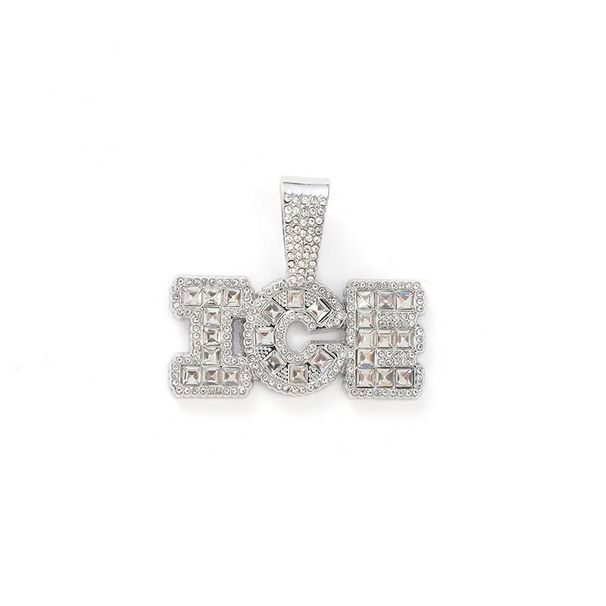 Glass diamond letter ICE pendant niche personality cool men's versatile jewelry watch buckle necklace_ipsvogv.com
