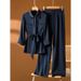 Women's Clothing silk suit women's new style casual fashion mulberry silk top pants two piece suit khaki_ipsvogv.com
