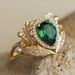 Sanjie's New Women's Ring Electroplated Gold And Inlaid With Green Water Droplets Bracelet_ipsvogv.com