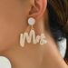 Instagram Simple American Sweet Cool Spicy Girl Style Set with Pearl Earrin, Personalized English Letter Design_ipsvogv.com