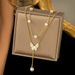 New Pearl Butterfly Necklace, Niche Tassel, Double Layered Collarbone Chain, Women's High-end Design Neck Chain_ipsvogv.com