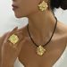 Minimalist hip-hop women's earring set, personalized electroplated gold ring, niche geometric design jewelry necklace_ipsvogv.com