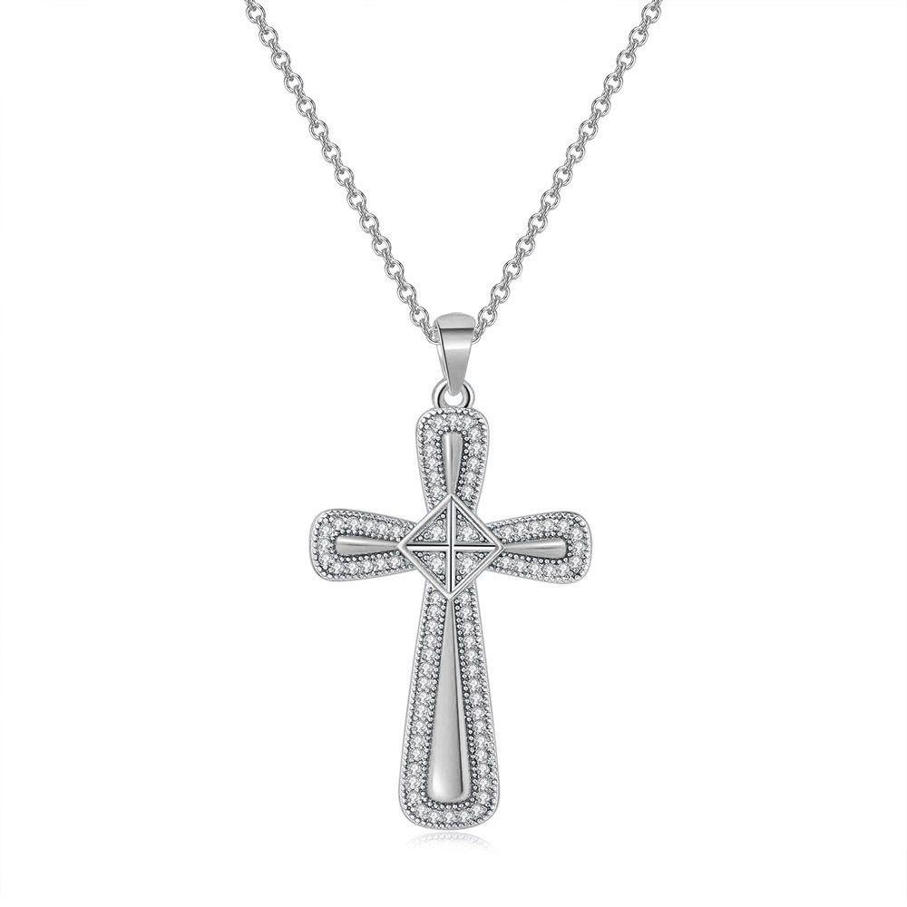 Men’s Jewelry Set Fashion Zircon Inlaid Two Color Electroplated Necklace Accessories_ipsvogv.com