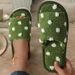 Polka dot cross open toe cotton slippers indoor women home open non-slip silent soft sole slippers_ipsvogv.com