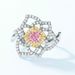 Brilliant Ice Flower Cut High Carbon Diamond Ring S925 Silver Flower Colored Gem Opening Ring Fashion Atmosphere_ipsvogv.com