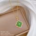 Steel 【 Titanium 】 Green Four Leaf Flower Fashion Light Luxury Charm Gorgeous Full Diamond Necklace Women's Versatile 【 】_ipsvogv.com