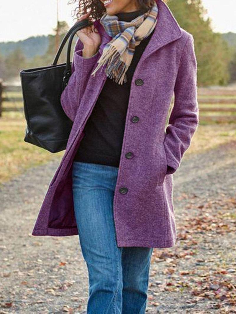 Women's Clothing womenswear spring and autumn simple medium and long quality women's coat woolen coat_ipsvogv.com
