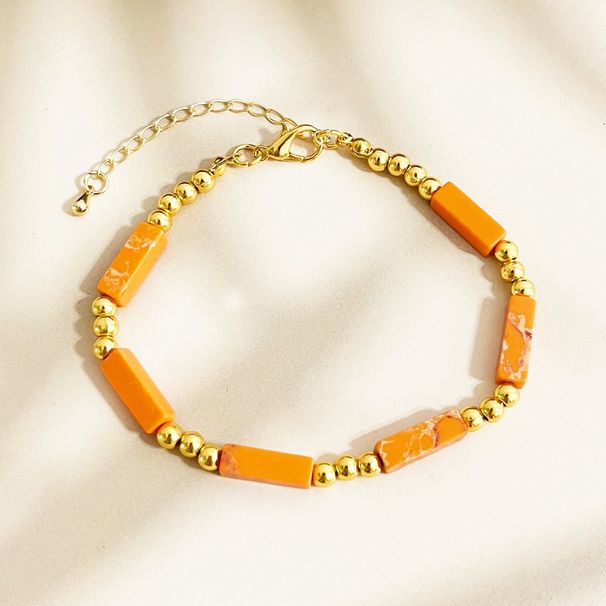 French Color Hand Made Beads Retro Natural Stone Tube Bead Bracelet Fashion Bracelet Jewelry_ipsvogv.com