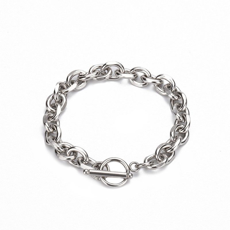 Korean Style Fashion O-Shaped Chain Men's Personality Simple Thick Bracelet Hip-Hop Internet Celebrity Student Titanium_ipsvogv.com