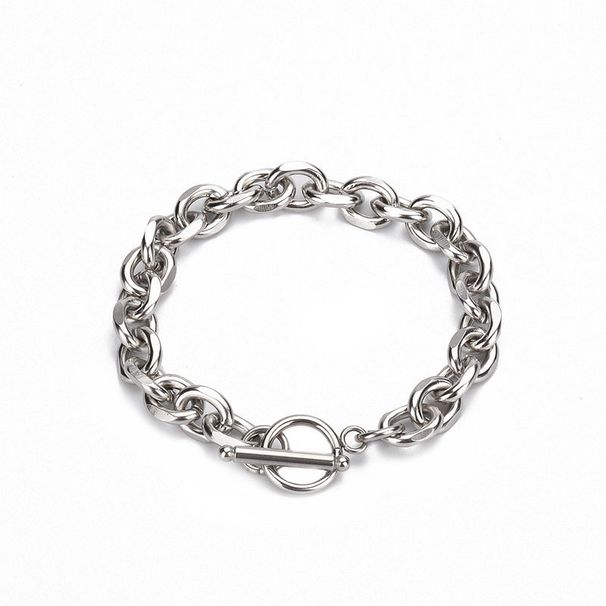 Korean Style Fashion O-Shaped Chain Men's Personality Simple Thick Bracelet Hip-Hop Internet Celebrity Student Titanium_ipsvogv.com