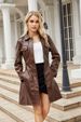 New mid-length leather coat with belt long-sleeved leather trench coat fashionable coat woman_ipsvogv.com