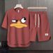 Men's Clothing 2024 Waffle Casual Summer Suit Men's Loose Teen Short sleeved T shirt Shorts Handsome Two piece Suit_ipsvogv.com