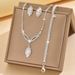 Women’s Jewelry Set Fashion Simple And Versatile Exquisite Claw Set Zircon Necklace Earrings Bracelet Set Bridal Wedding Dress Accessories_ipsvogv.com