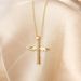 Unisex hot product Angel Wing Cross Necklace Color Plating Zircon Gold Pendant Women_ipsvogv.com