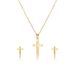 Hip Hop HIPHOP Cross Necklace Earrings Set Female Smooth Stainless Steel Popular Jewelry_ipsvogv.com
