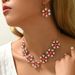 Fashionable OL necklace with simple inlaid zircon peach heart collarbone chain ins temperament and earrings_ipsvogv.com