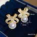 Cao Shi's French Medieval Bow Elegant Flower Season Pearl Earrings, Small Fragrant Earrings_ipsvogv.com
