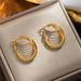 French titanium steel Fried Dough Twists wire earrings female fashion niche simple gold-plated ring earrings earrings_ipsvogv.com