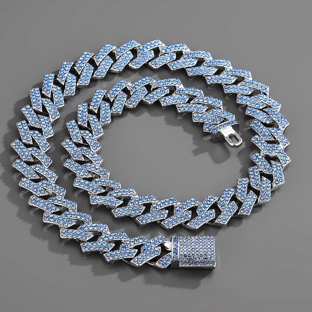 Hip hop necklace 15mm Internet celebrity Miami Cuban chain shaped heavy duty full diamond alloy hip hop men's jewelry_ipsvogv.com