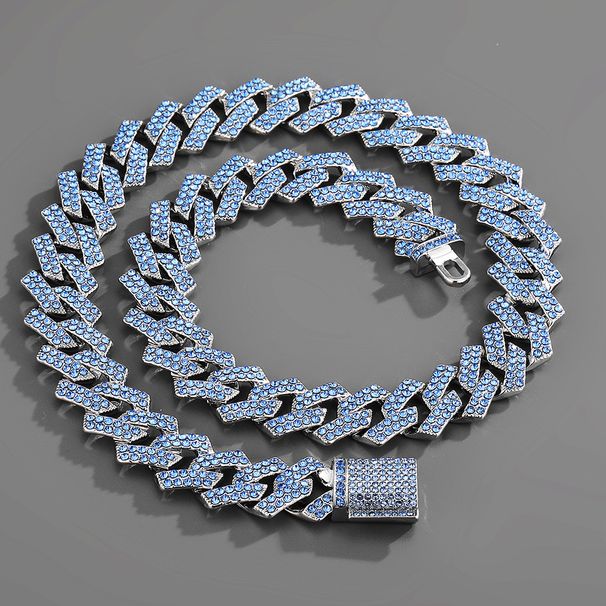Hip hop necklace 15mm Internet celebrity Miami Cuban chain shaped heavy duty full diamond alloy hip hop men's jewelry_ipsvogv.com