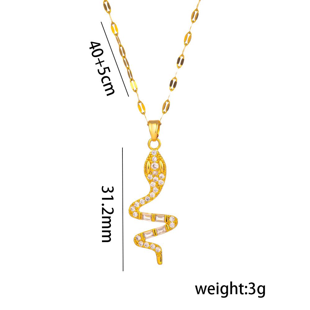 Hip Hop Punk Style Jewelry For Female Niche Design, Zirconia Animal Shaped Snake Element Necklace Pendant_ipsvogv.com