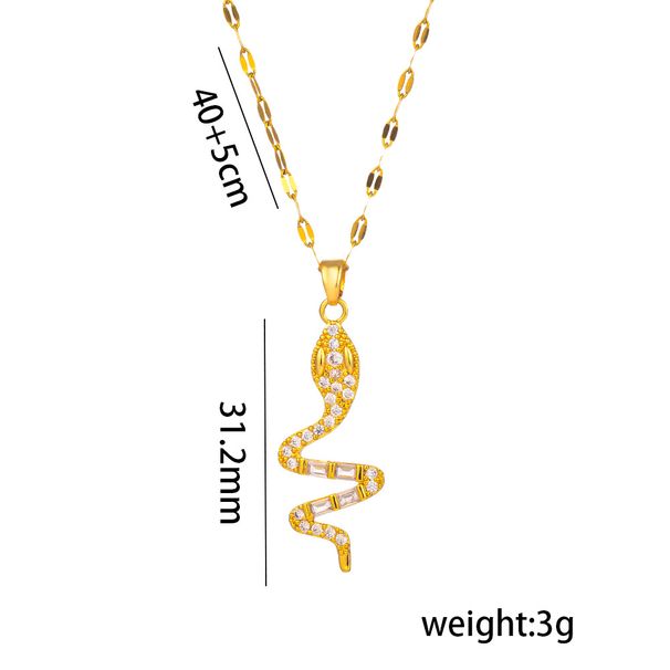 Hip Hop Punk Style Jewelry For Female Niche Design, Zirconia Animal Shaped Snake Element Necklace Pendant_ipsvogv.com