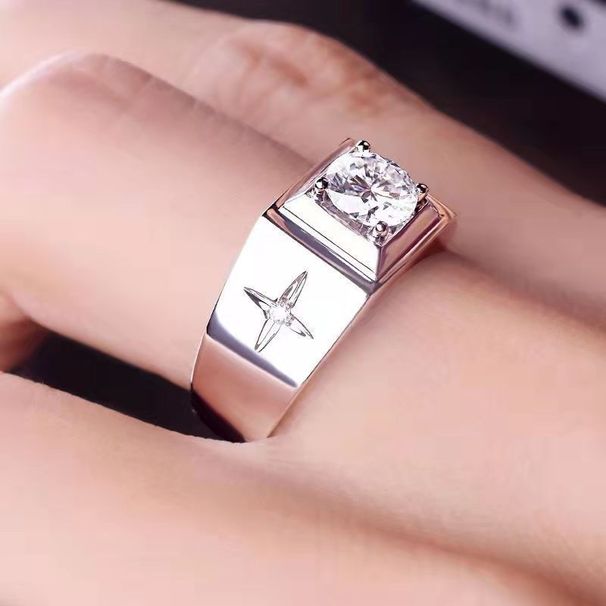 Diamond, Star Zircon White Four Water Engagement Wedding Men's Ring, Handmade Diamond, Ring,_ipsvogv.com