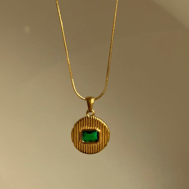 Spot Retro Gold Plated Titanium Steel Round Zircon Snake Bone Chain Necklace_ipsvogv.com