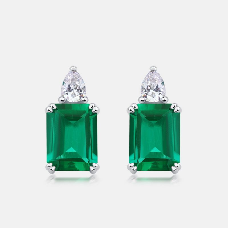 Retro cultivated emerald earrings for women S925 inlaid colored gemstone earrings light luxury noble temperament_ipsvogv.com