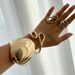 Fashionable exaggerated geometric mirror open bracelet Design sense hug double ring bracelet_ipsvogv.com